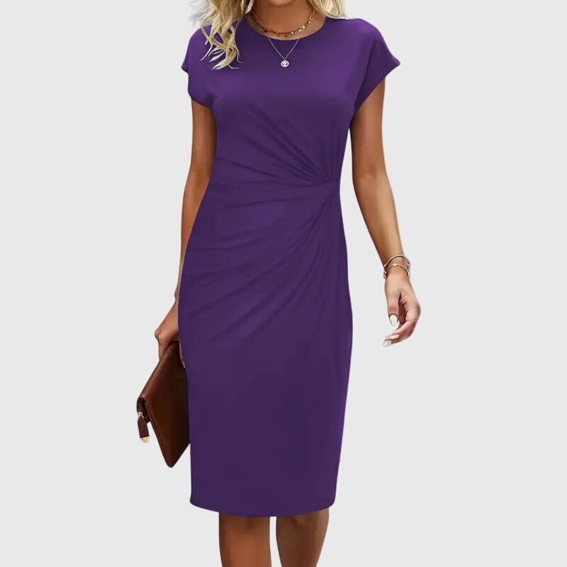 Anouk - Rochie midi formală cu mânecă scurtă pentru femei