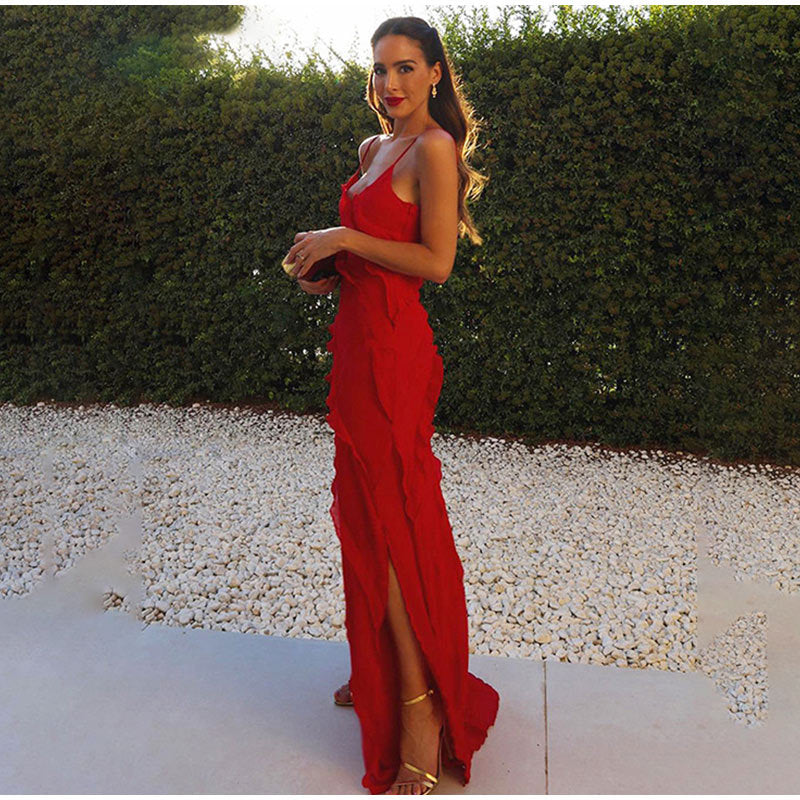 Sira – Rochie Elegantă cu Volane din Chiffon, Feminină, Pentru Ocazii Speciale