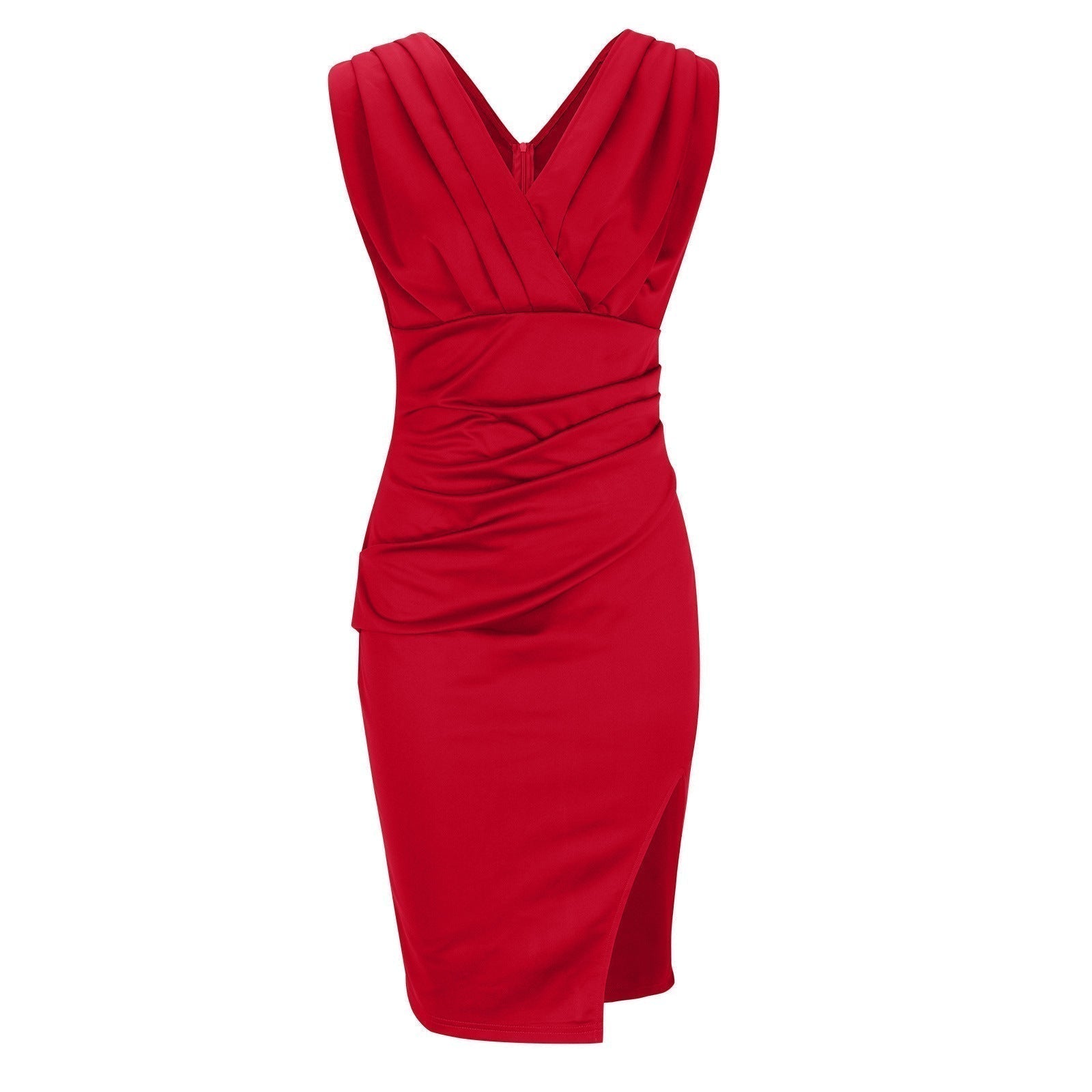 Celina – Rochie de Cocktail Plisată cu Decolteu în V
