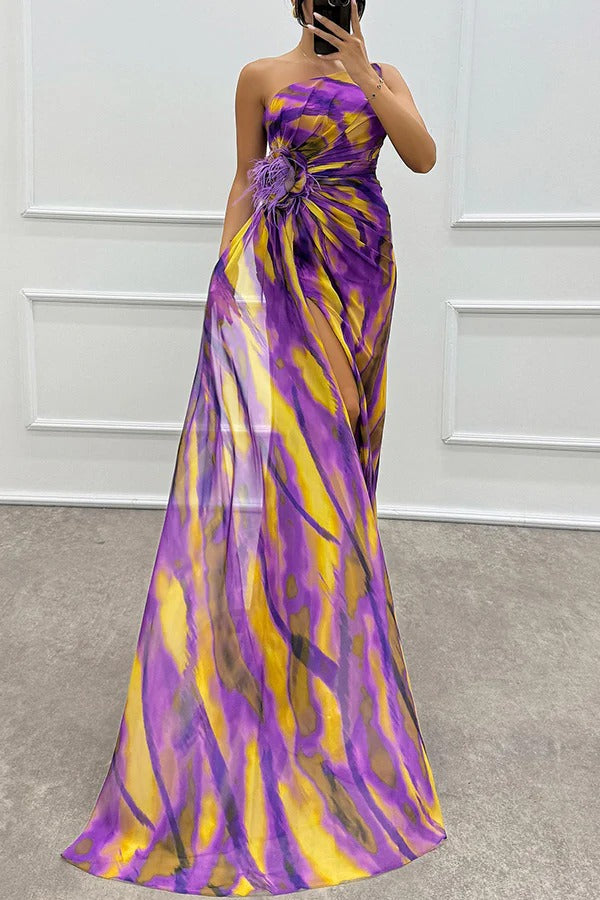 Mavis – Rochie de Damă Maxi Elegantă cu Imprimeu Vibrant