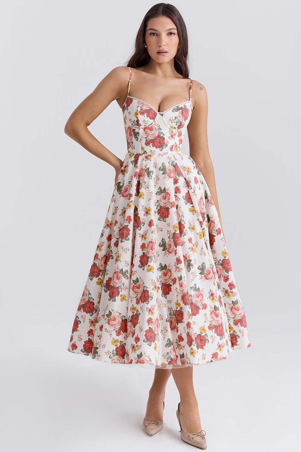 Benilda – Rochie Damă Elegantă Midi din Satin Duchesse și Tul