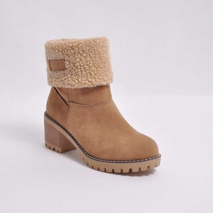 Ardia – Botine de Damă Elegante cu Fleece Călduros și Toc Bloc