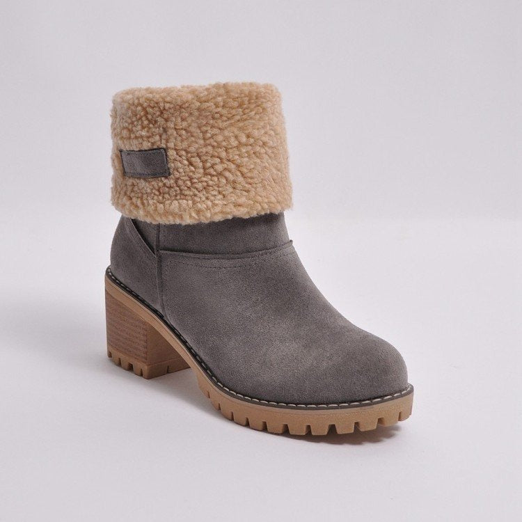 Ardia – Botine de Damă Elegante cu Fleece Călduros și Toc Bloc
