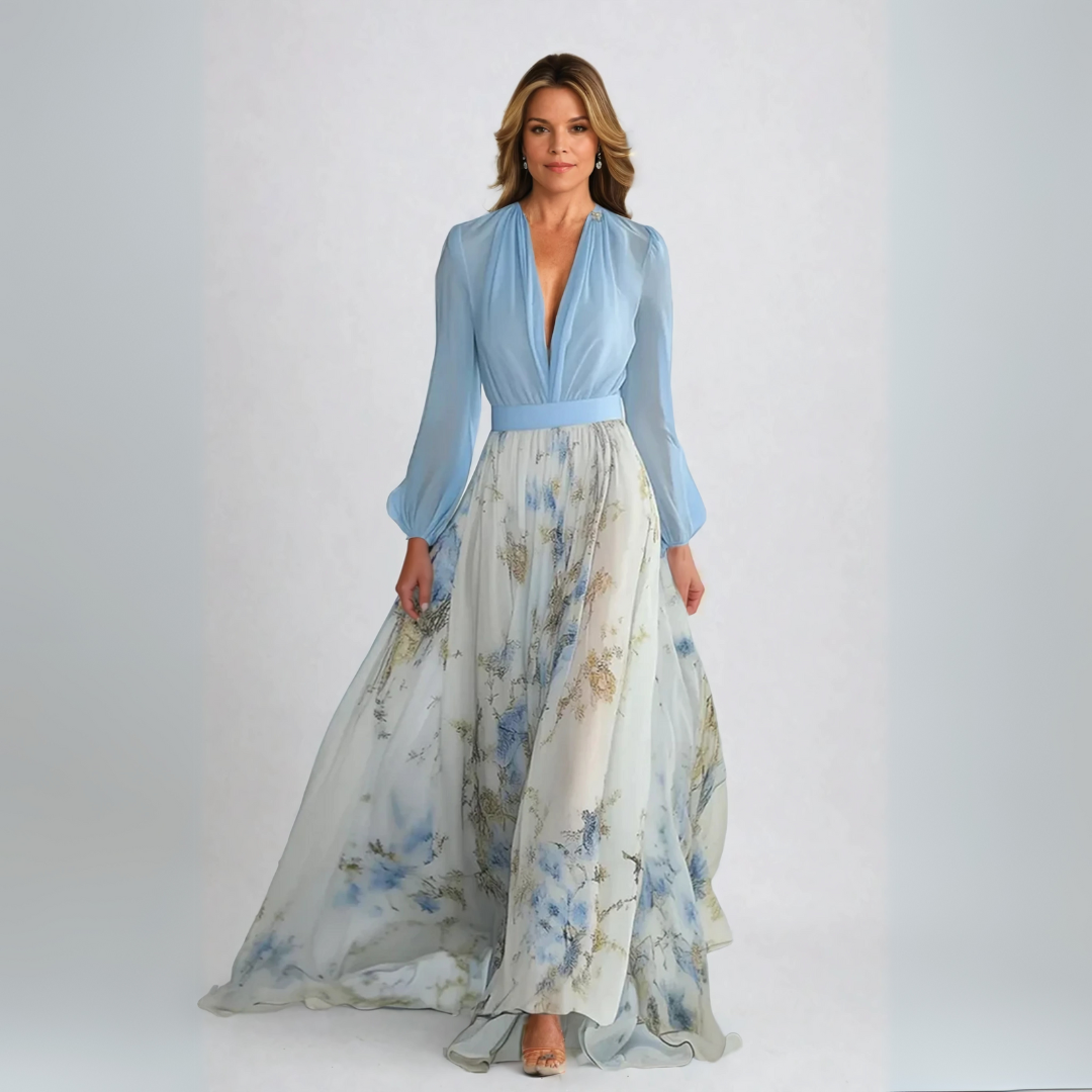 Dolores - Rochie lungă cu motiv floral