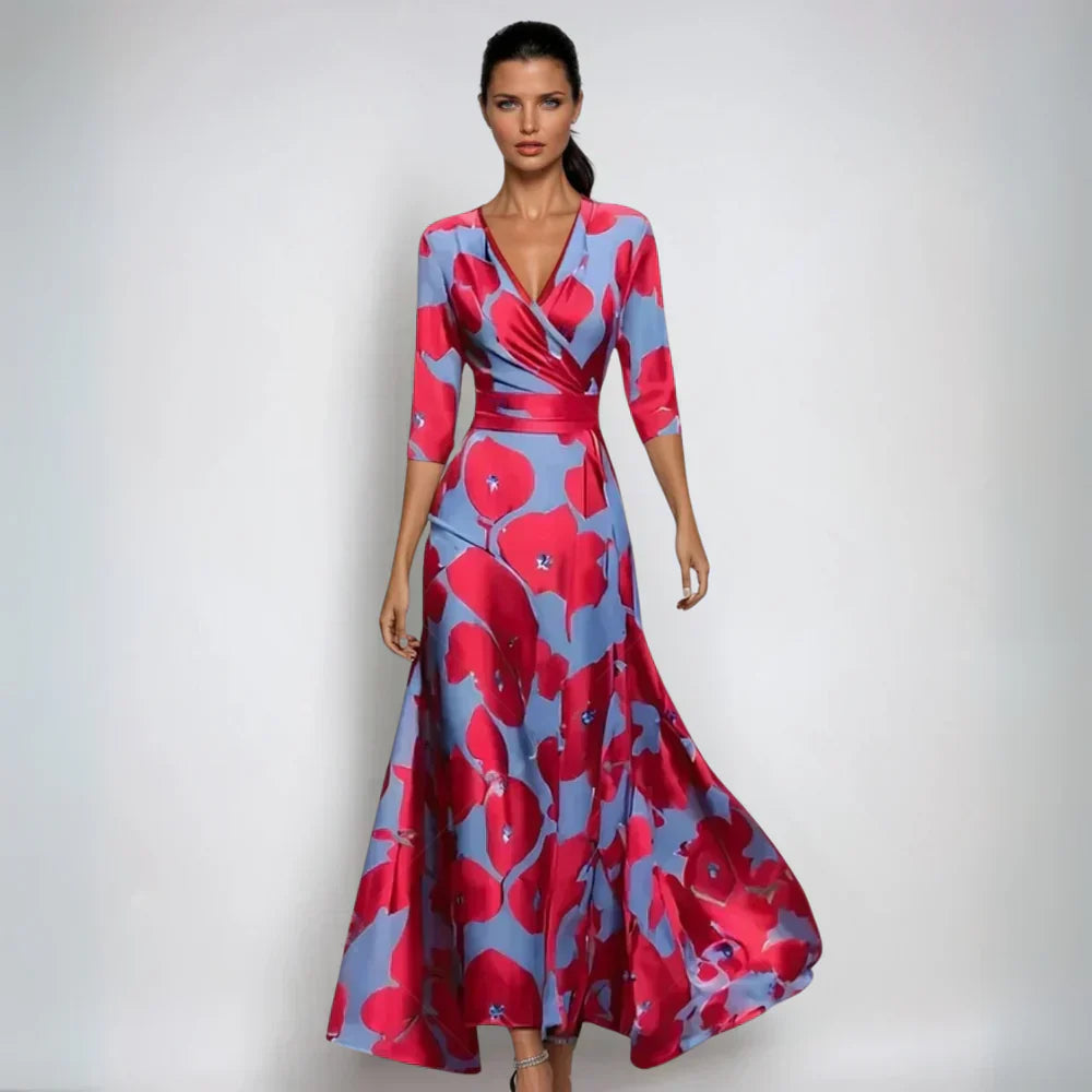 Emily | Rochie Florală Eleganță în Stil Drapat