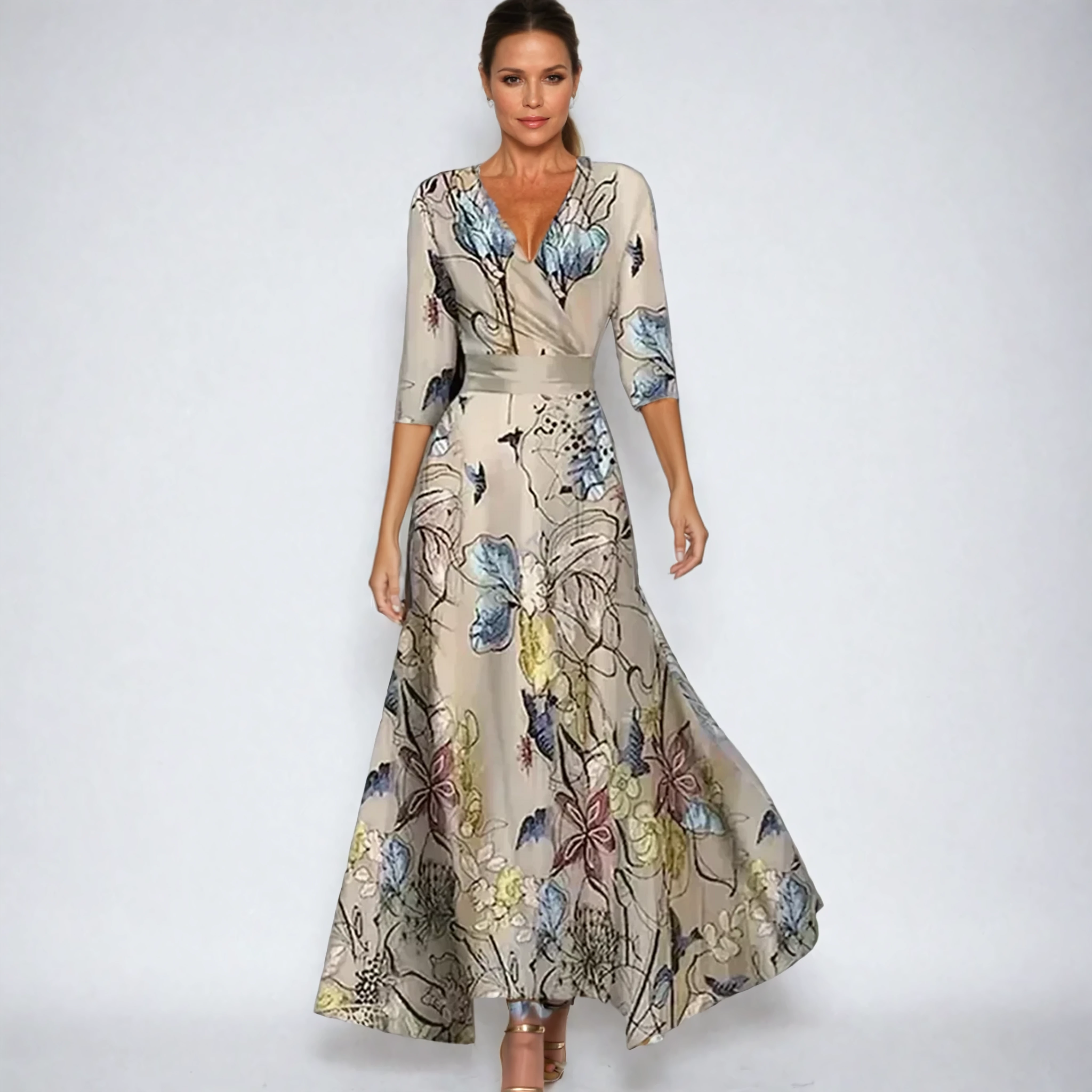 Emily | Rochie Florală Eleganță în Stil Drapat