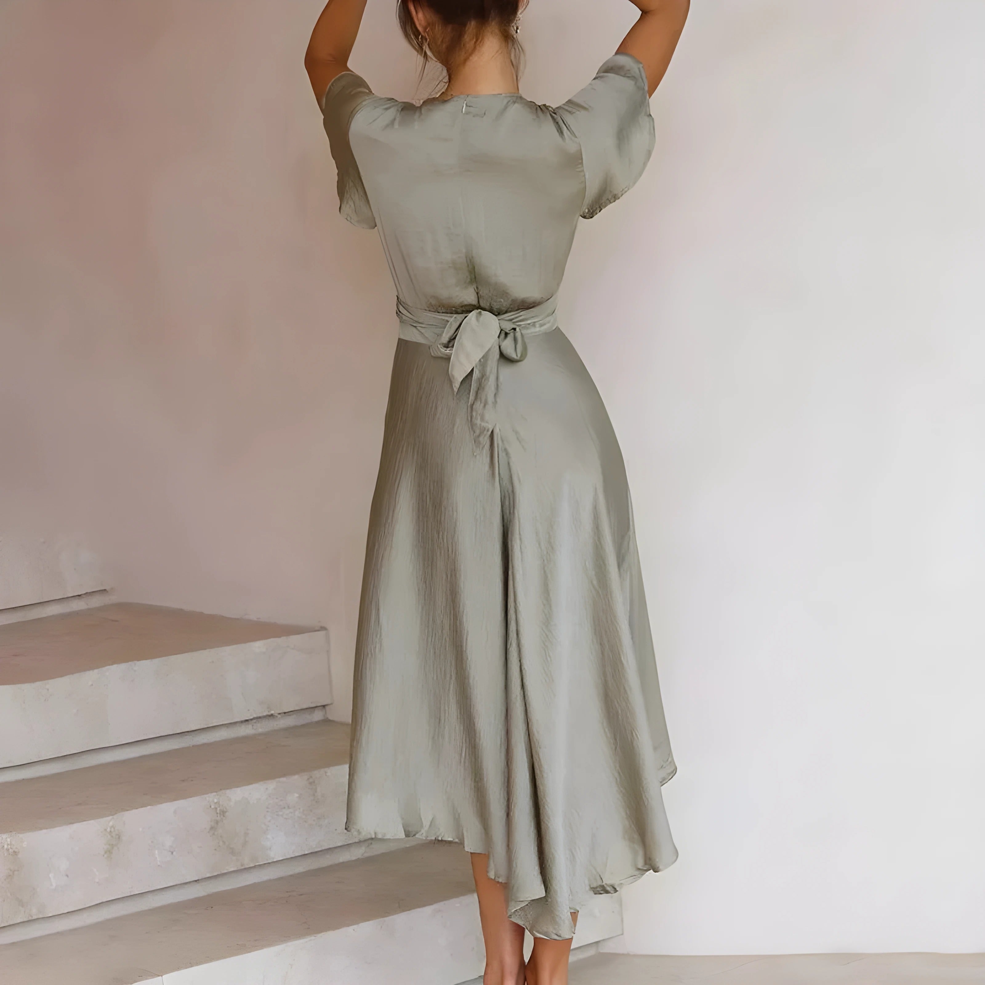 Elina™ | Rochie midi cu detaliu sub formă de nod