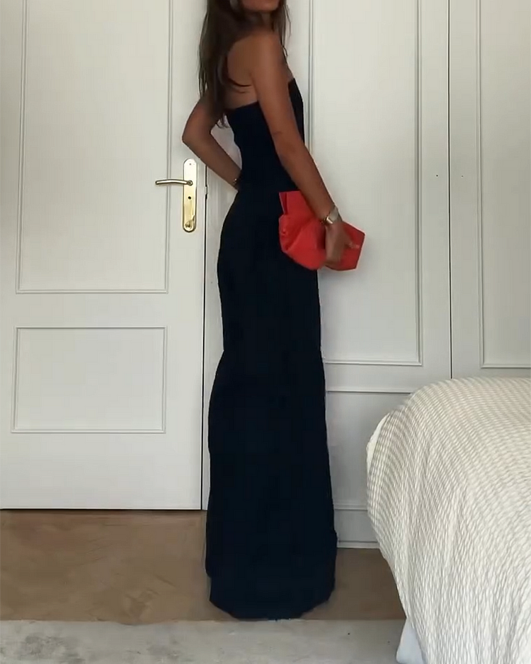 Renata – Salopetă de Damă Elegantă Fără Bretele, Croială Slim