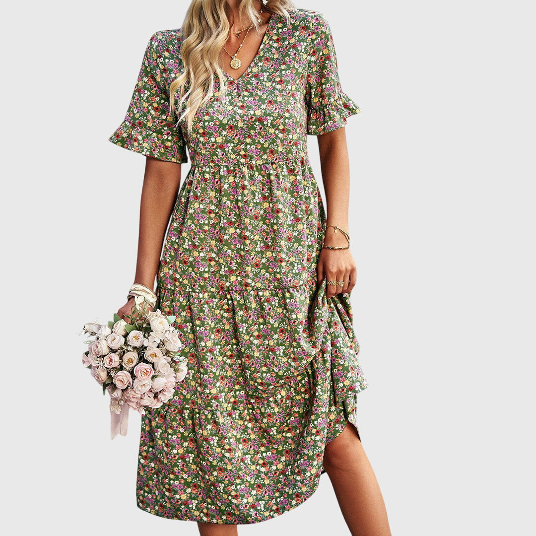 Carol – Rochie de Damă Midi Florală Elegantă