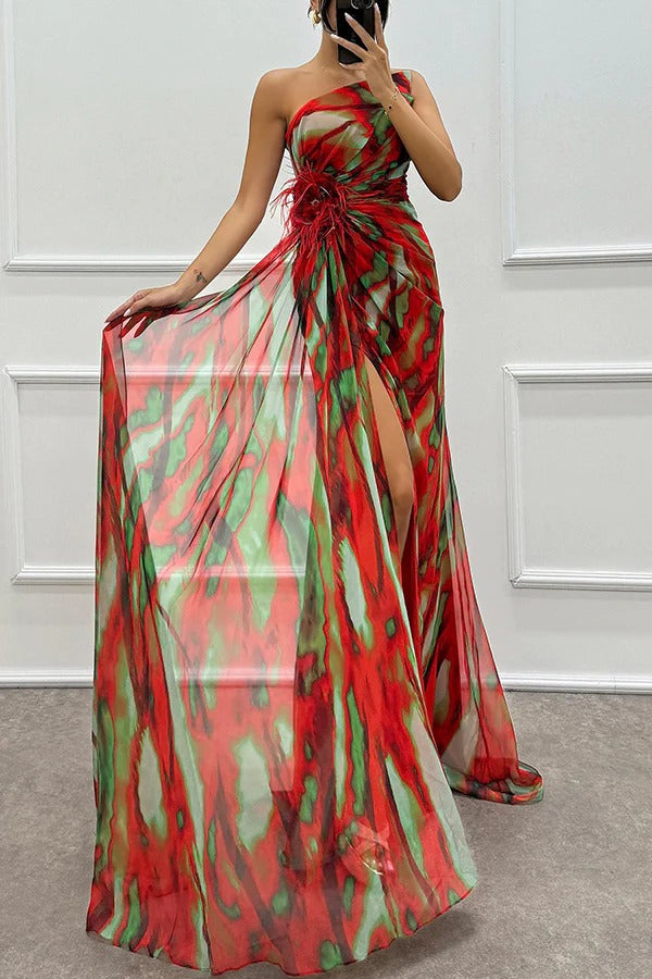 Mavis – Rochie de Damă Maxi Elegantă cu Imprimeu Vibrant