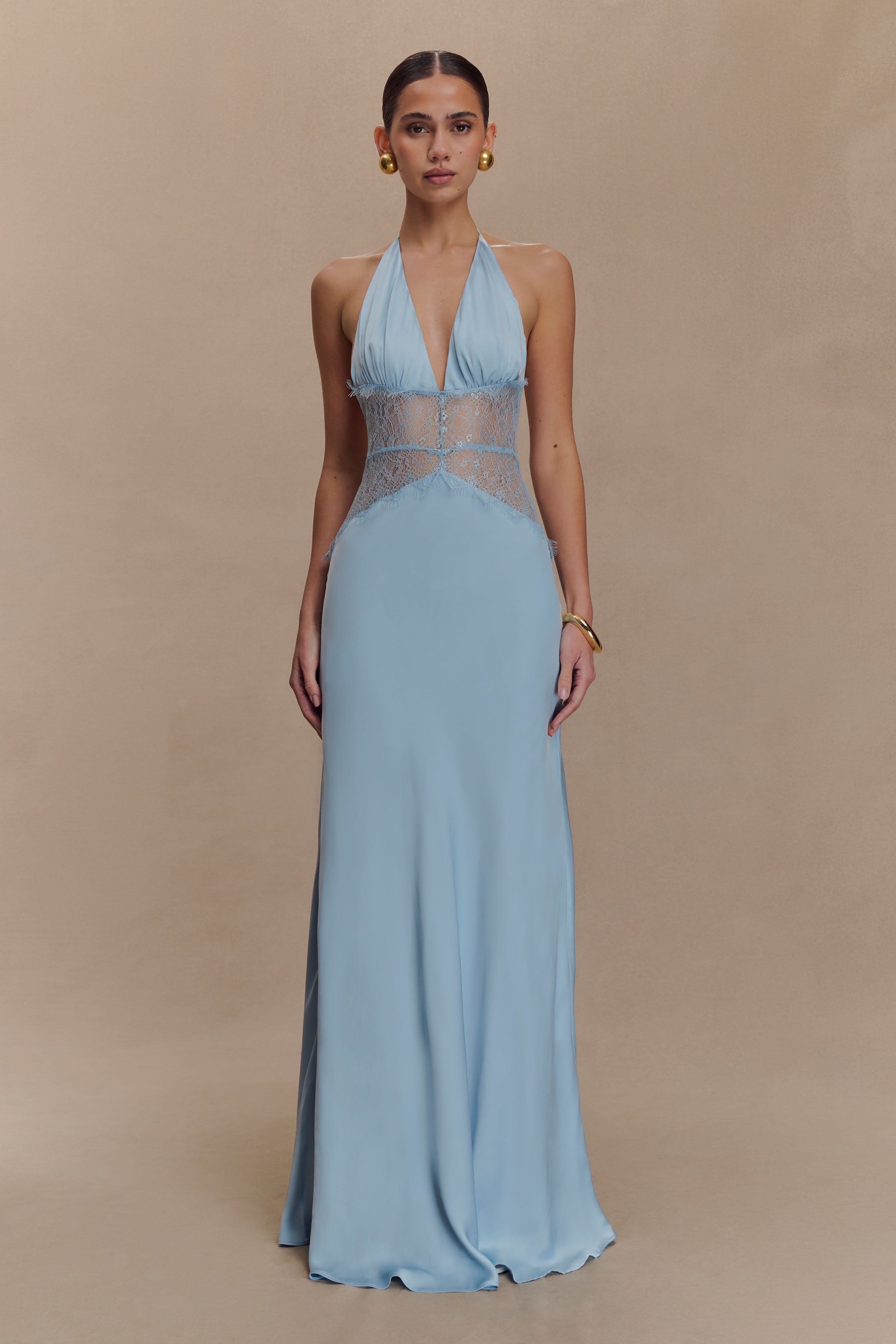 Kalira – Rochie Maxi Damă Elegantă din Satin cu Dantelă Roz