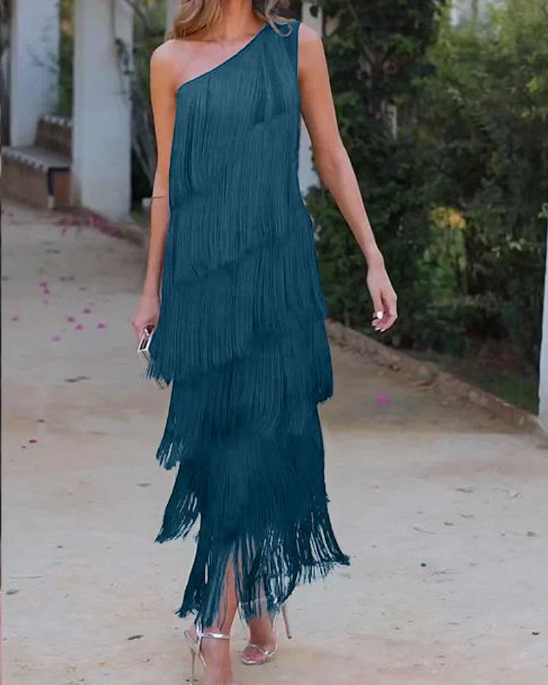 Dalia – Rochie de Damă Elegantă cu Franjuri și Stil Modern