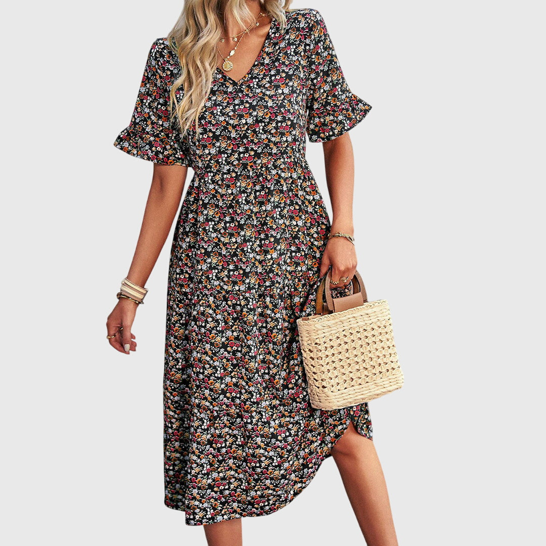 Carol – Rochie de Damă Midi Florală Elegantă