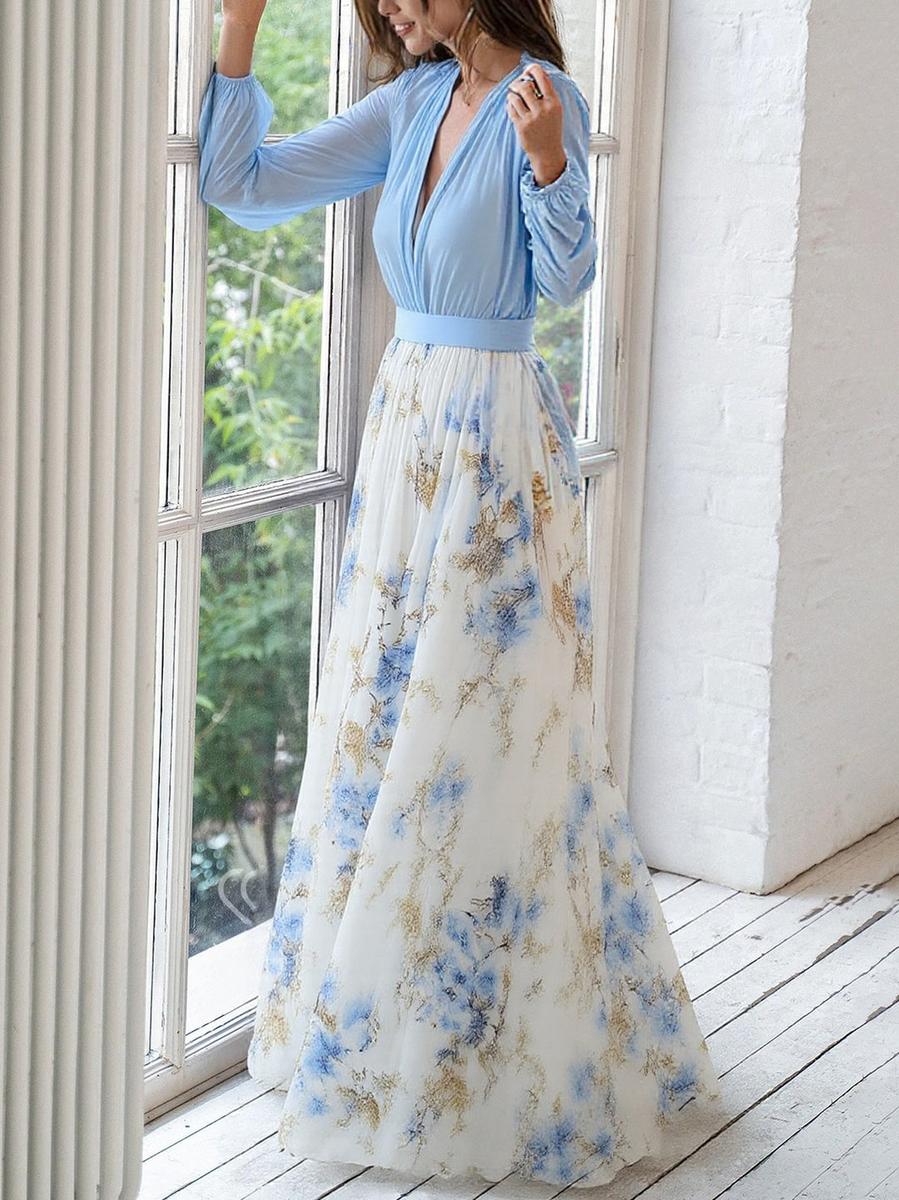 Dolores - Rochie lungă cu motiv floral