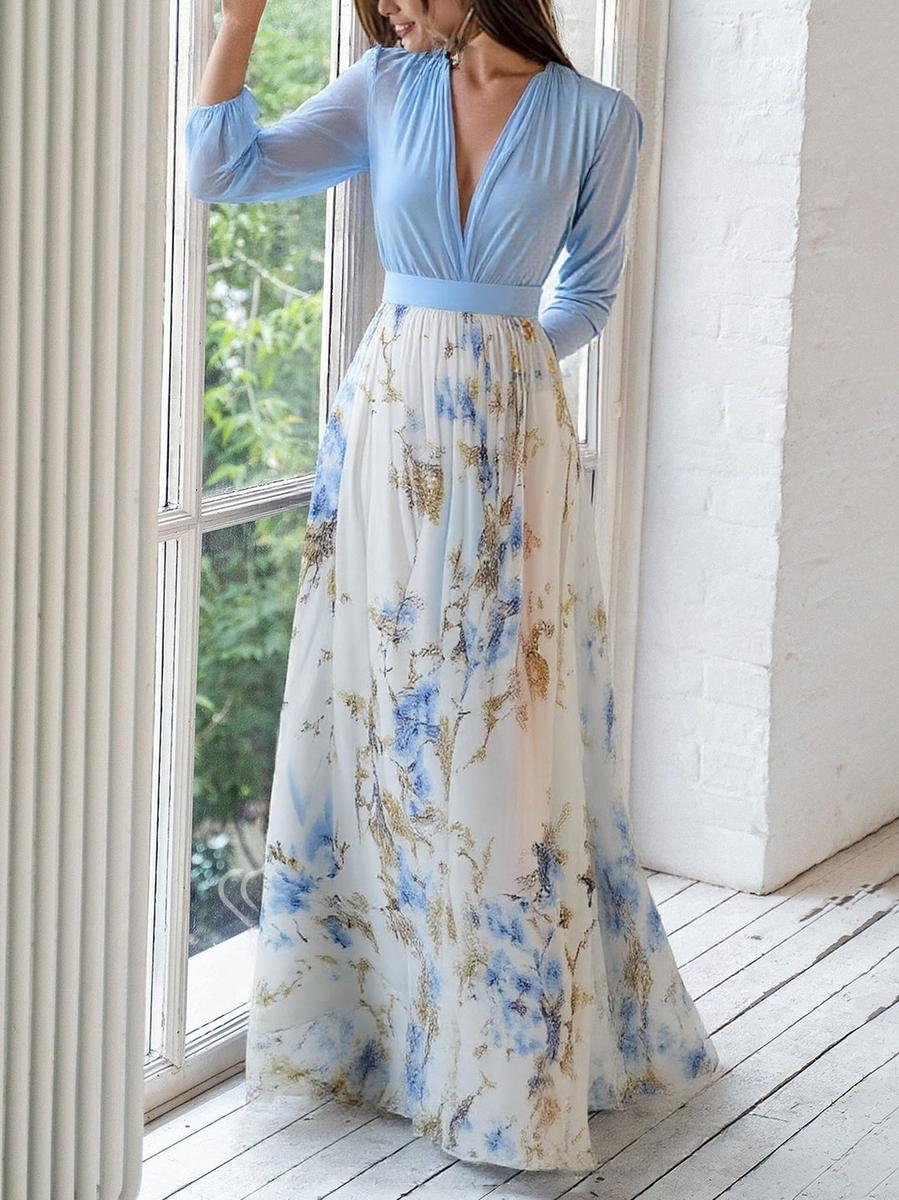 Dolores - Rochie lungă cu motiv floral