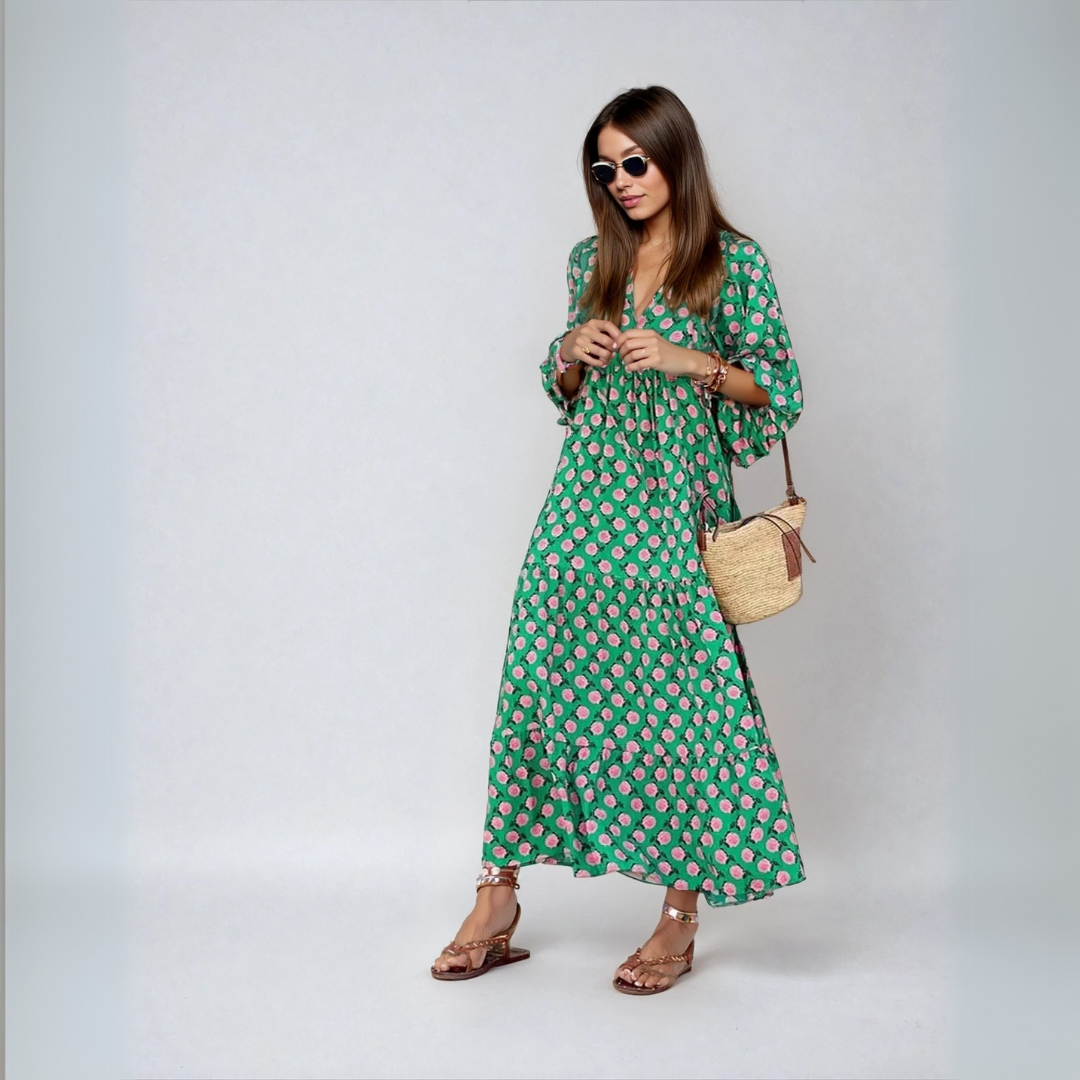 Elin – Rochie de Damă Maxi Boho din Bumbac Elegantă