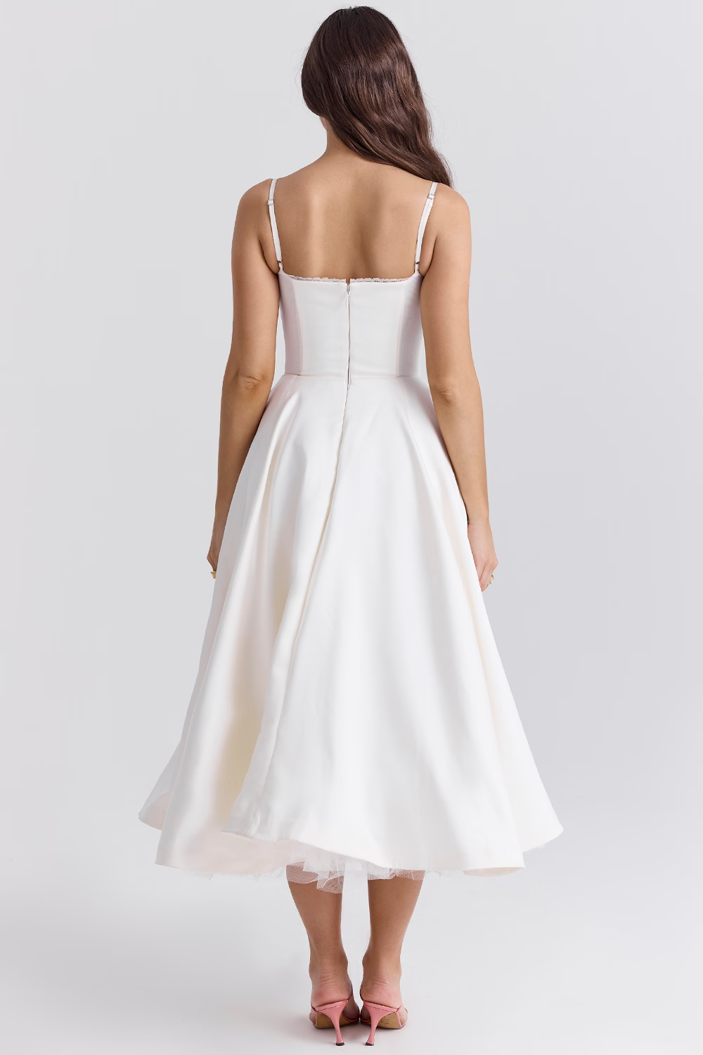 Benilda – Rochie Damă Elegantă Midi din Satin Duchesse și Tul