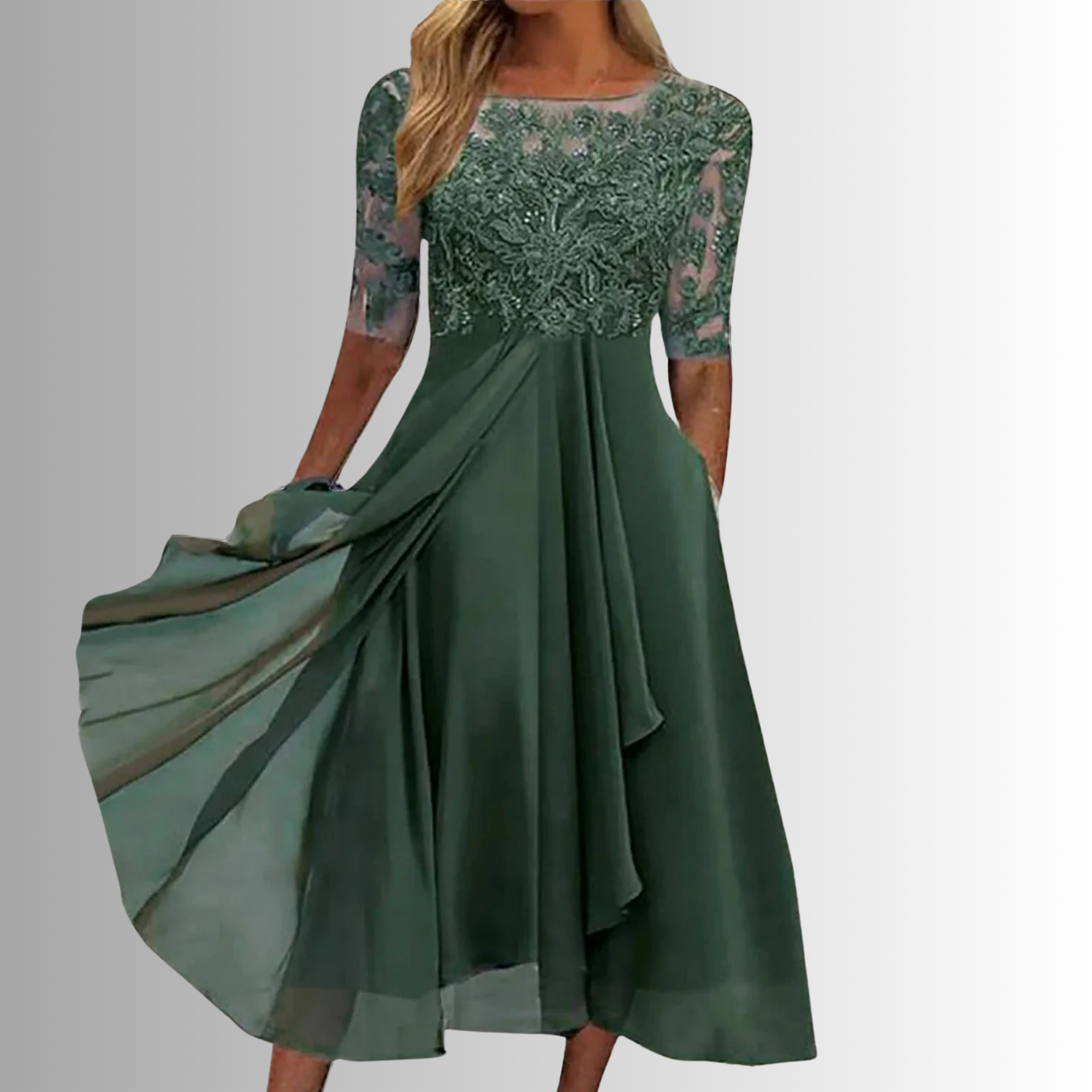 Rhiana – Rochie Midi Elegantă de Damă din Dantelă