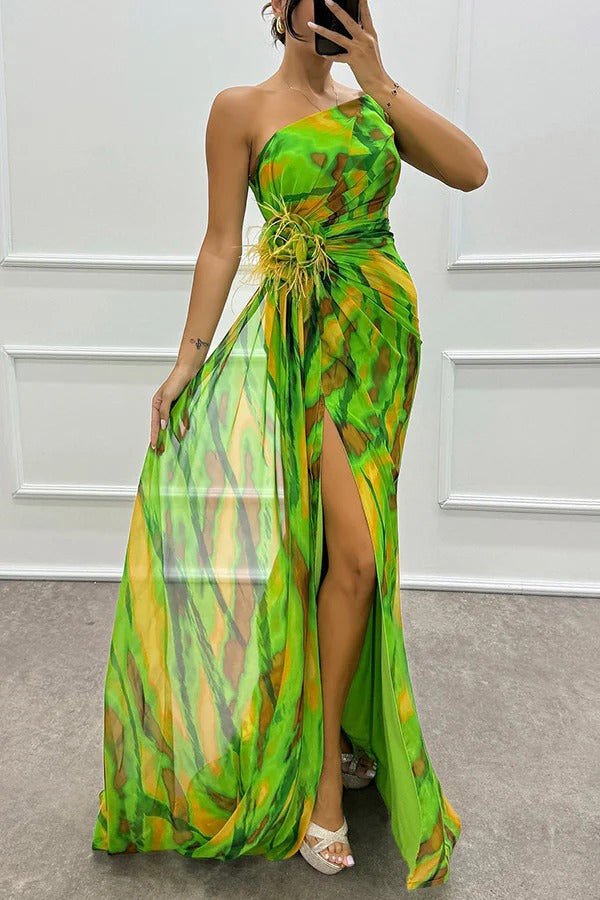 Mavis – Rochie de Damă Maxi Elegantă cu Imprimeu Vibrant