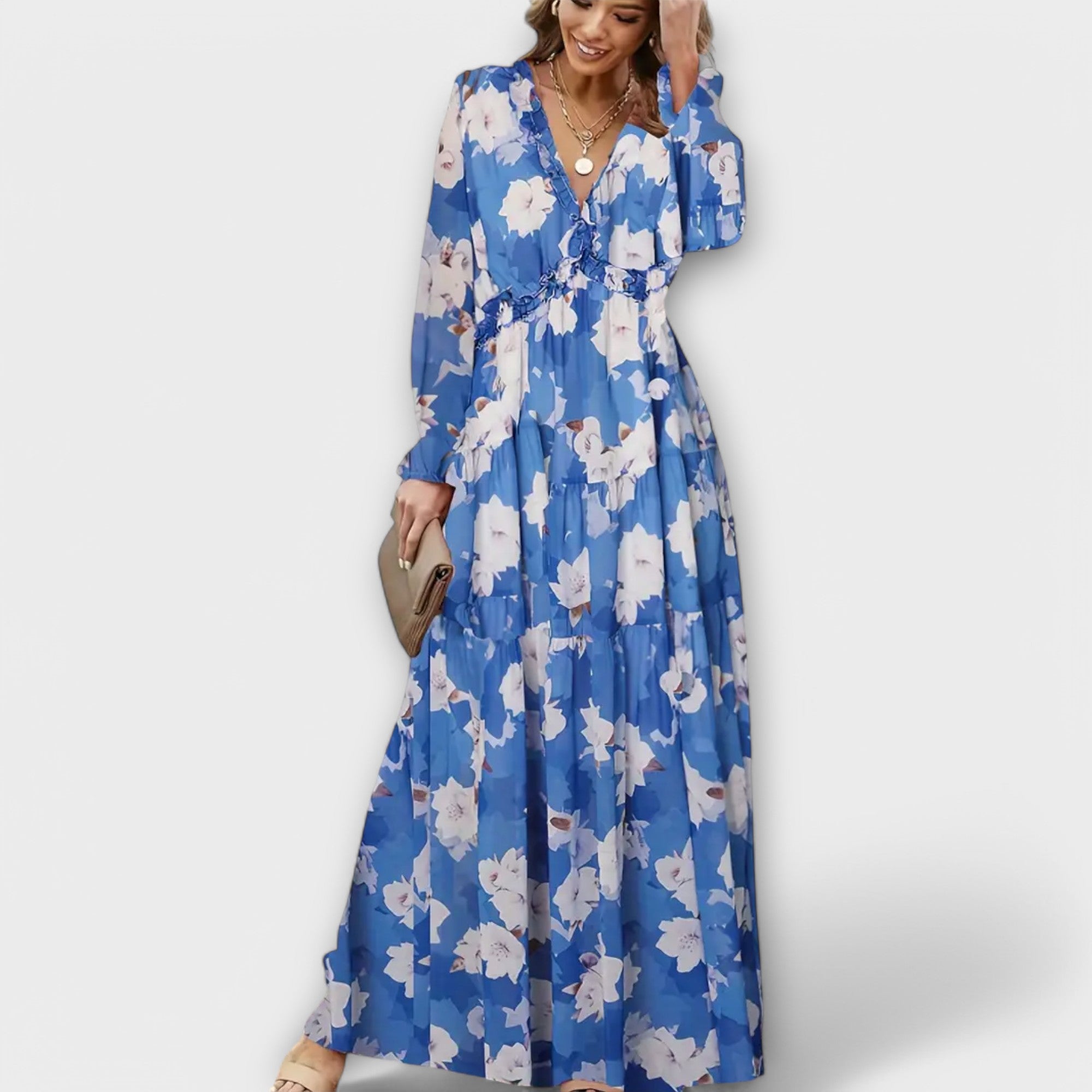 Helena – Rochie de Damă Lungă Elegantă din Material Ușor