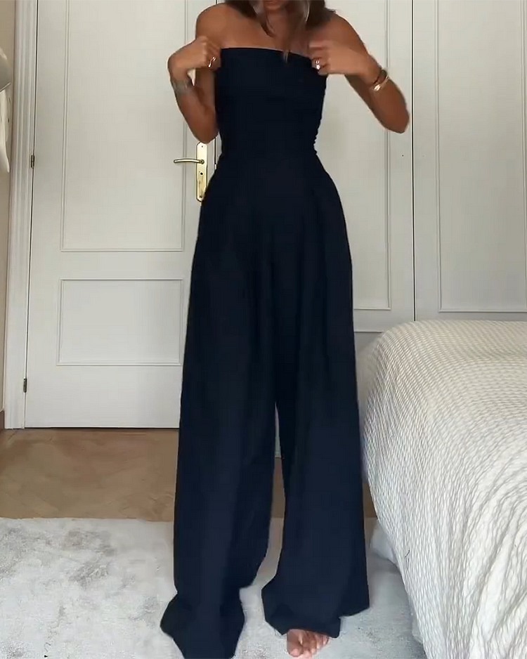 Renata – Salopetă de Damă Elegantă Fără Bretele, Croială Slim