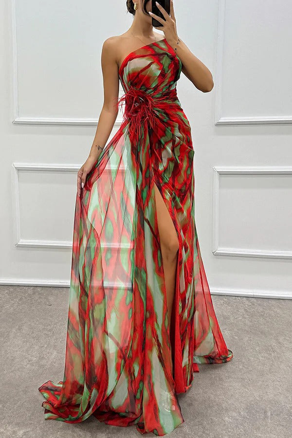 Mavis – Rochie de Damă Maxi Elegantă cu Imprimeu Vibrant