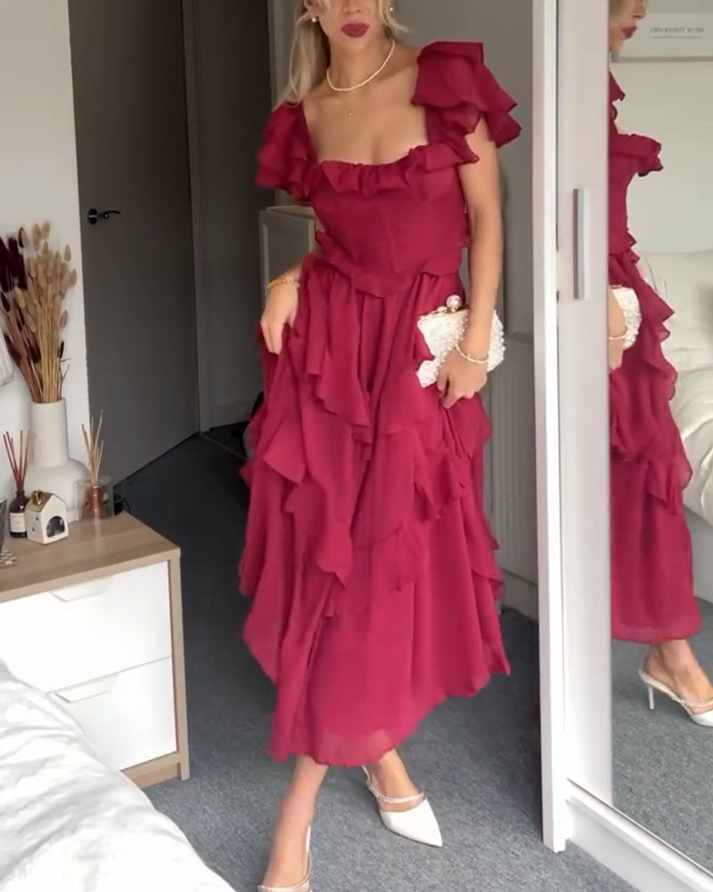 Quinlan - Rochie Elegantă cu Talie Înaltă și Dantelă