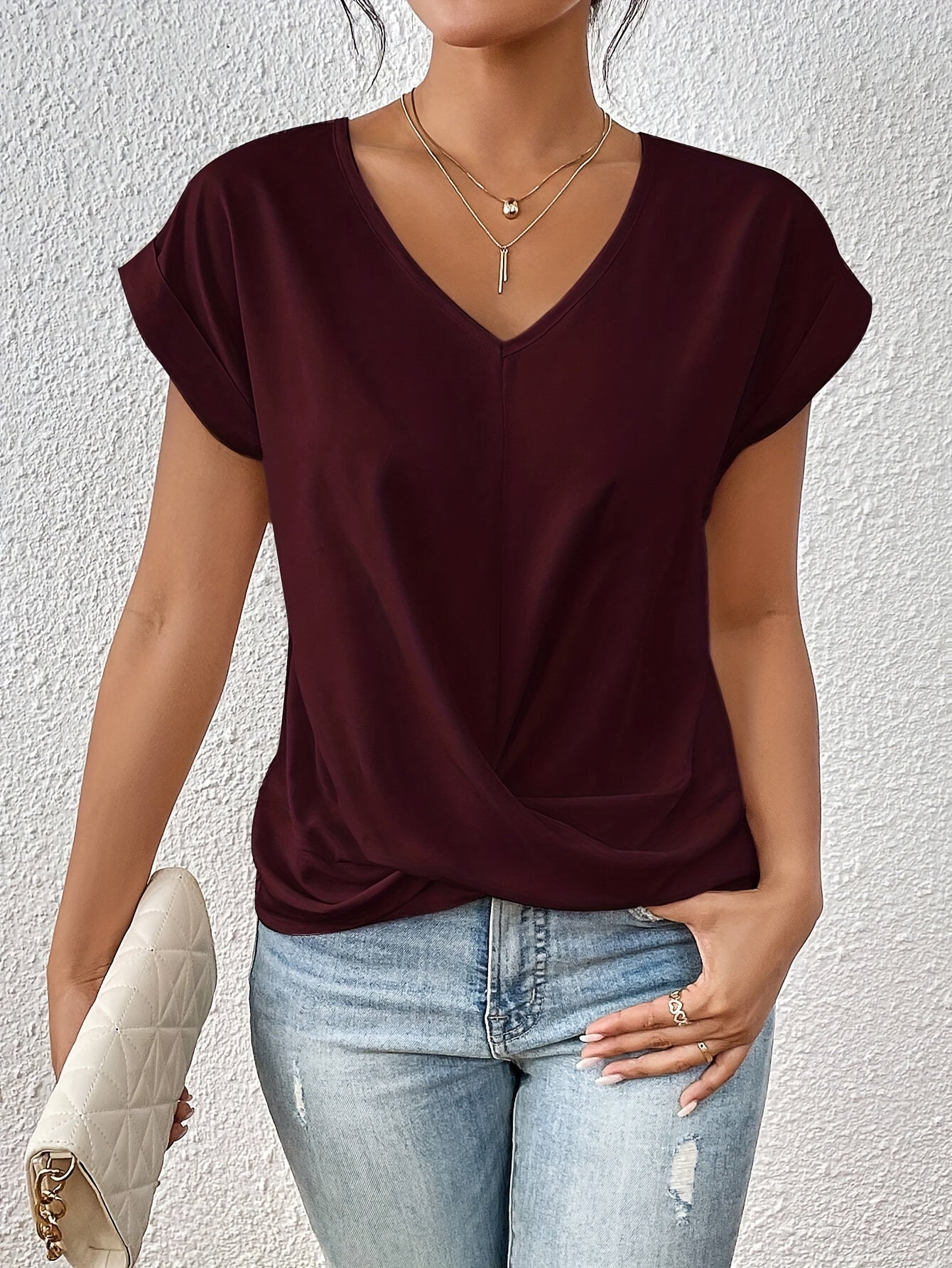 Doreen | Tricou cu decolteu în V și croială elegantă