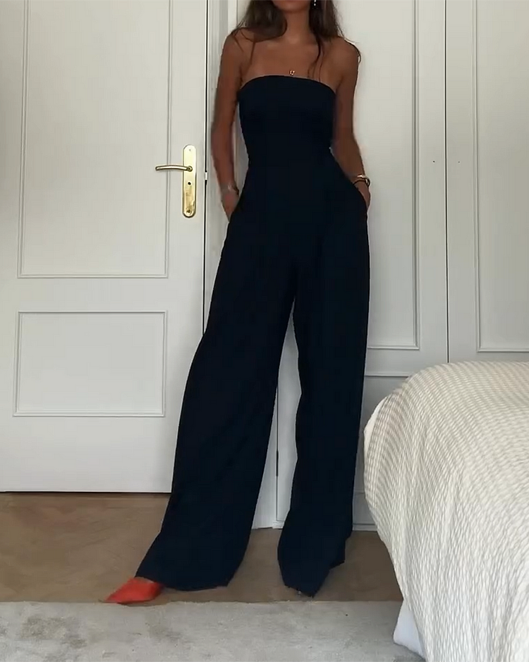 Renata – Salopetă de Damă Elegantă Fără Bretele, Croială Slim
