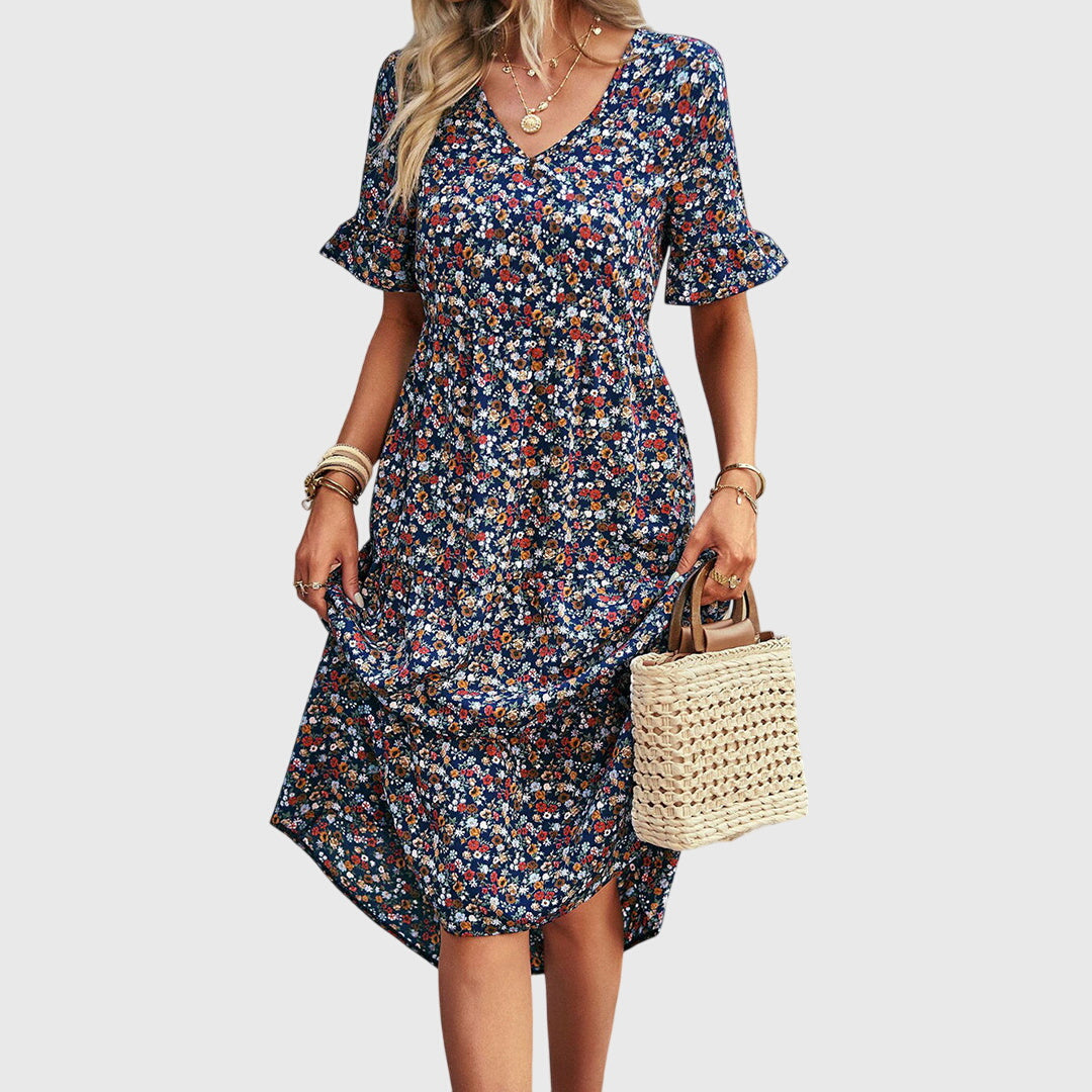 Carol – Rochie de Damă Midi Florală Elegantă