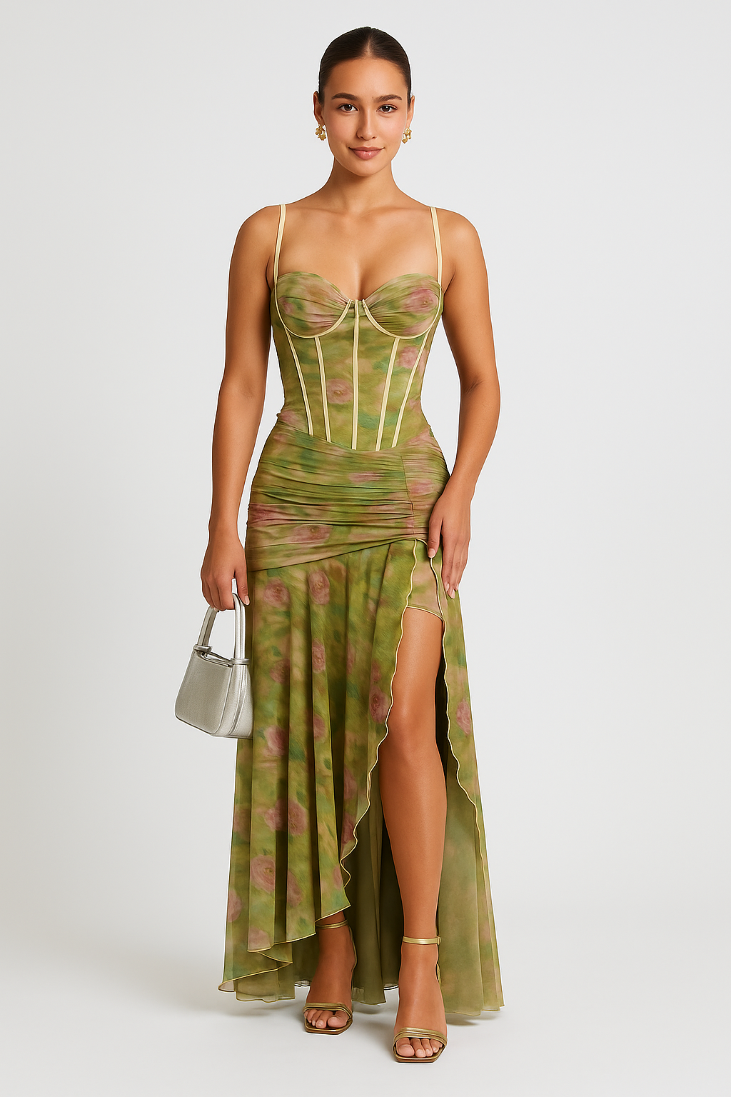 Cireya – Rochie Maxi de Damă cu Model Floral Elegant
