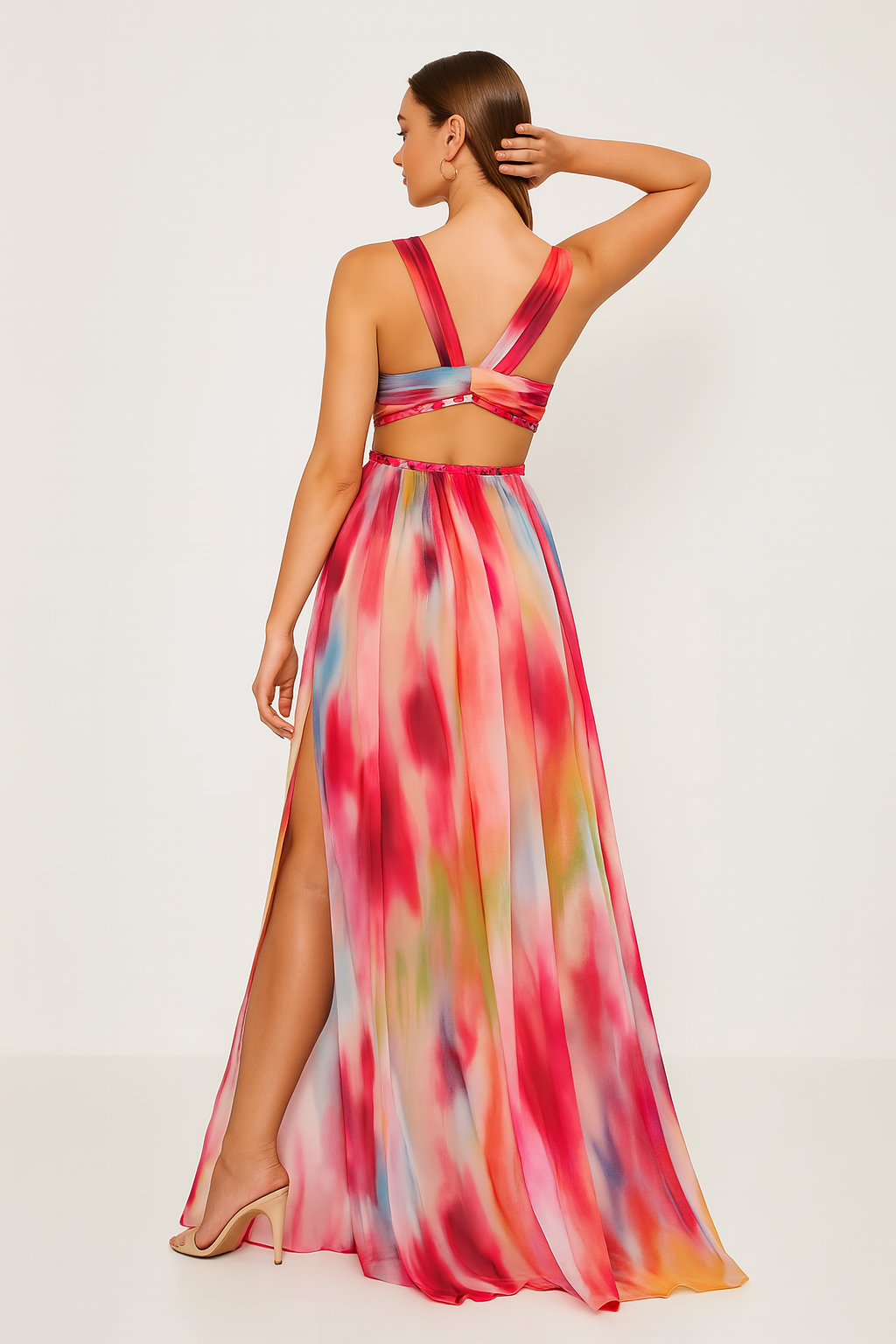 Freya – Rochie Maxi de Damă Elegantă cu Imprimeu Pictat