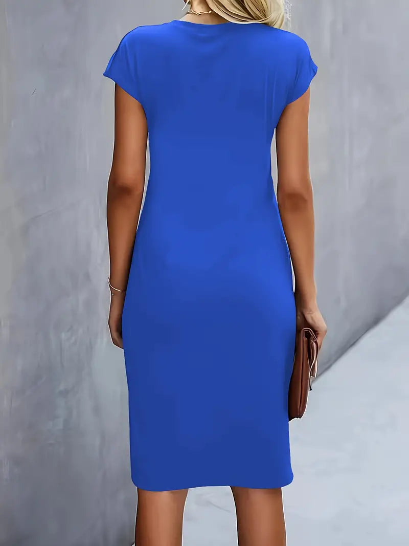 Adelina – Rochie de Damă Elegantă Midi cu Guler Rotund
