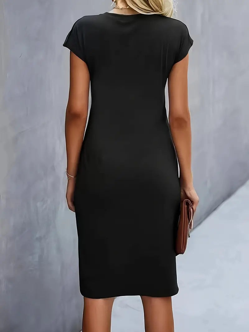 Adelina – Rochie de Damă Elegantă Midi cu Guler Rotund