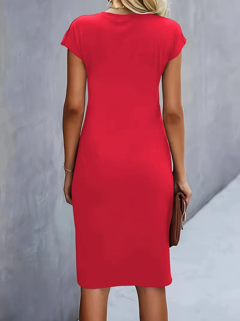 Adelina – Rochie de Damă Elegantă Midi cu Guler Rotund