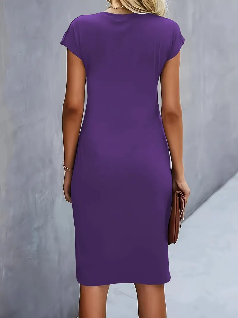 Adelina – Rochie de Damă Elegantă Midi cu Guler Rotund