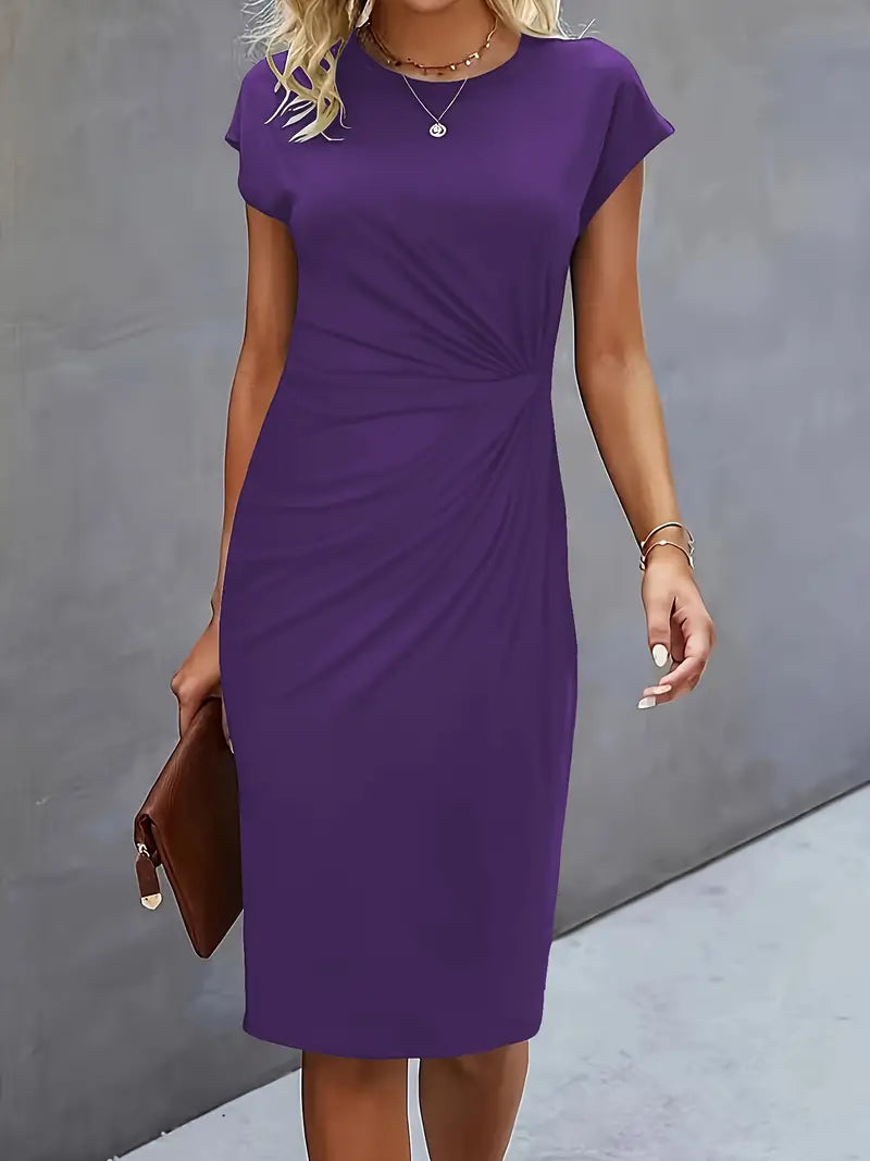 Adelina – Rochie de Damă Elegantă Midi cu Guler Rotund