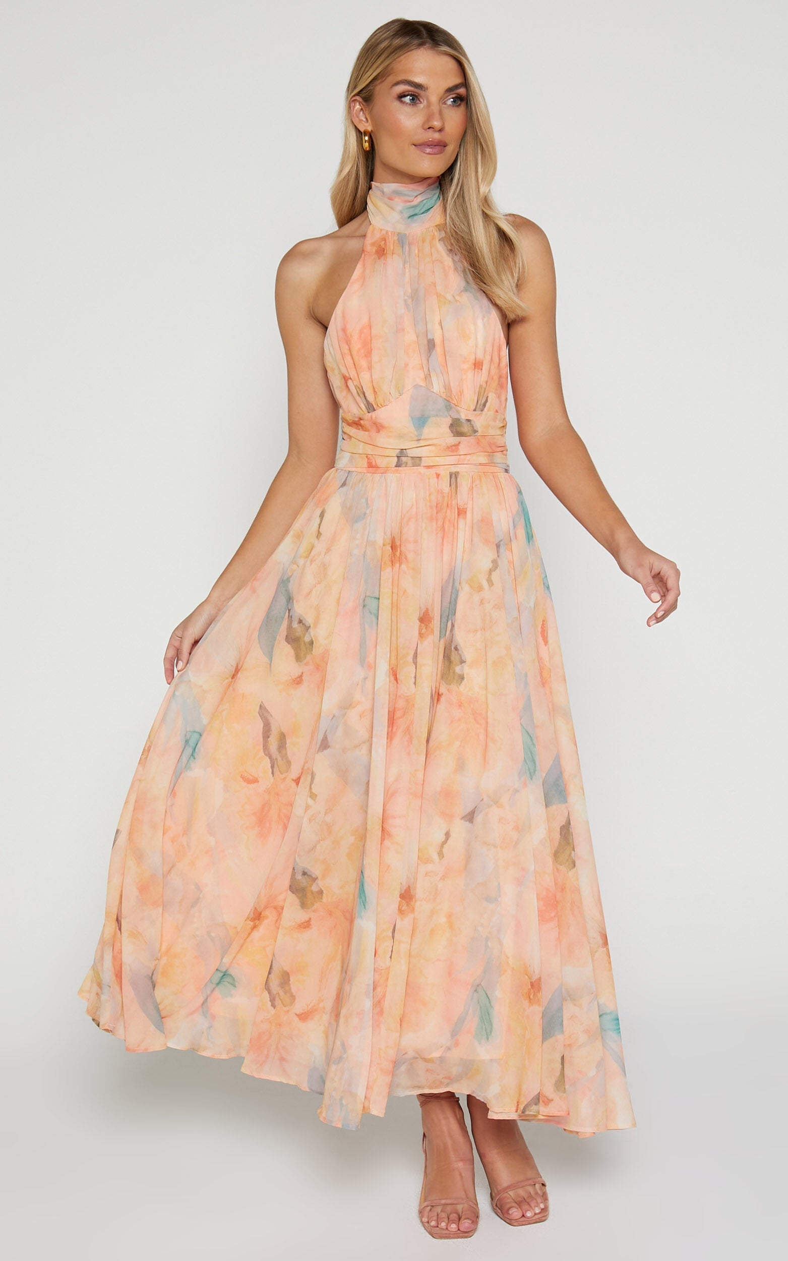 Joli™ | Rochie Maxi cu Decolteu și Design Acquerel