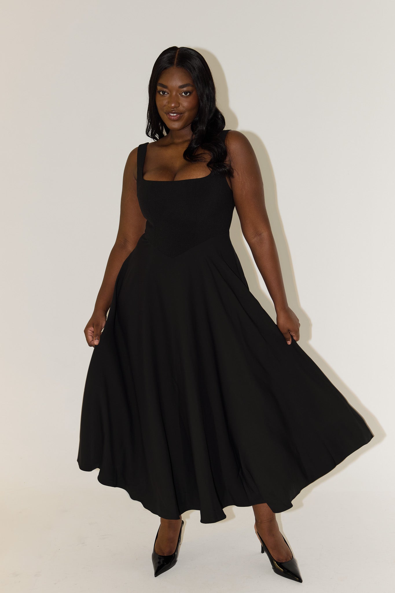 Amelia – Rochie Midi Fluidă de Damă Elegantă