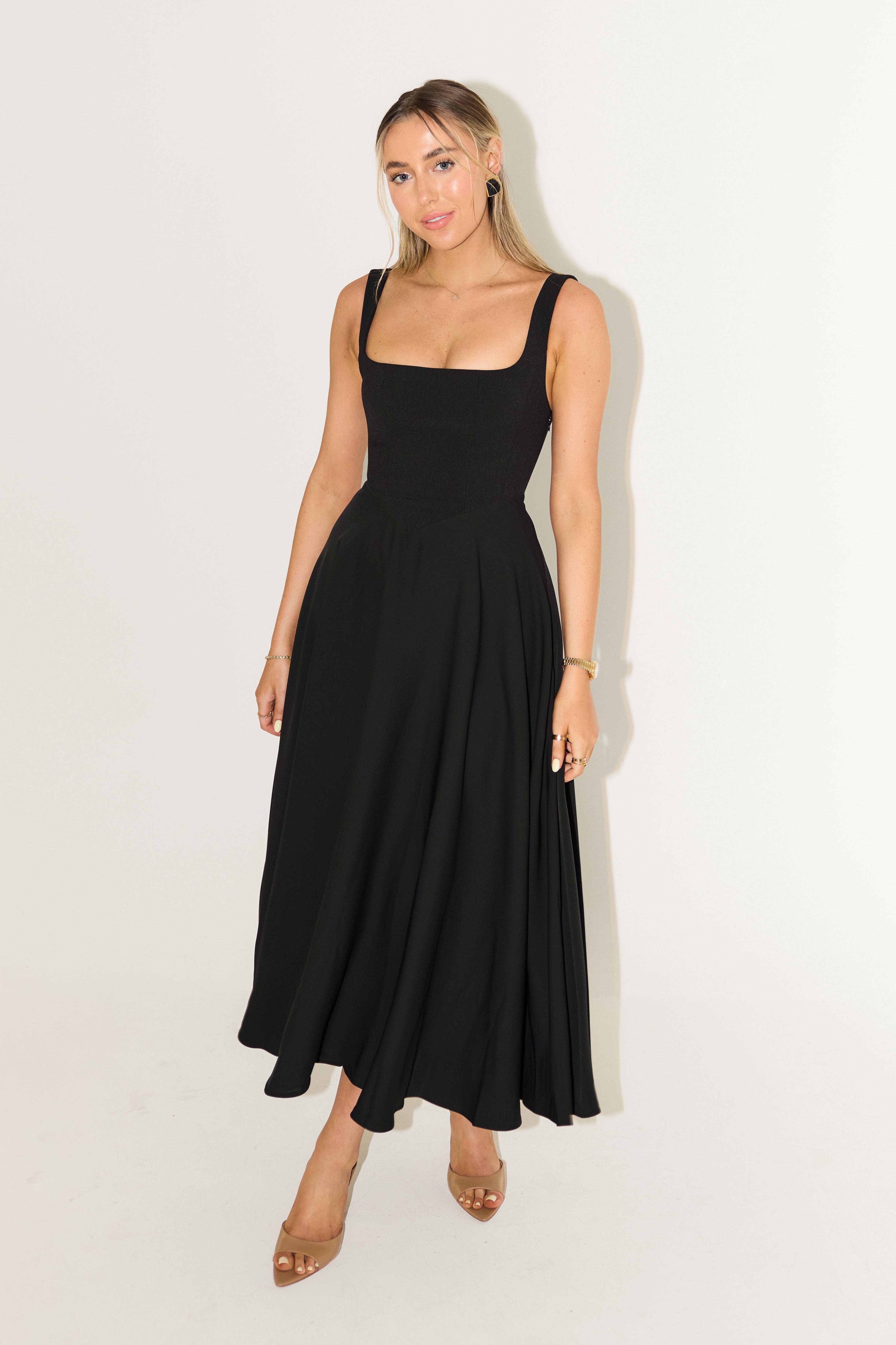 Amelia – Rochie Midi Fluidă de Damă Elegantă