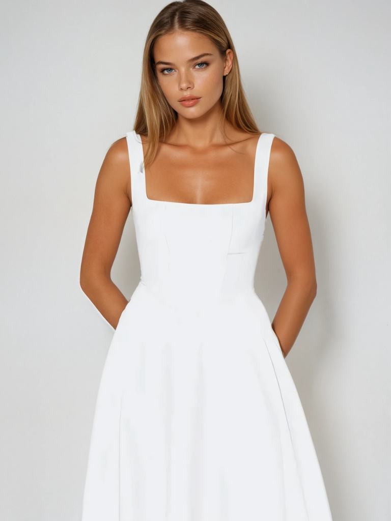 Trinity - Rochie Midi A-Line Elegantă fără Mâneci