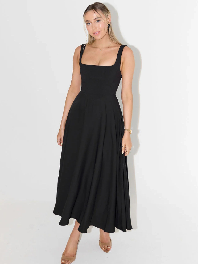 Fioren – Rochie Midi de Damă Elegantă cu Decolteu Pătrat