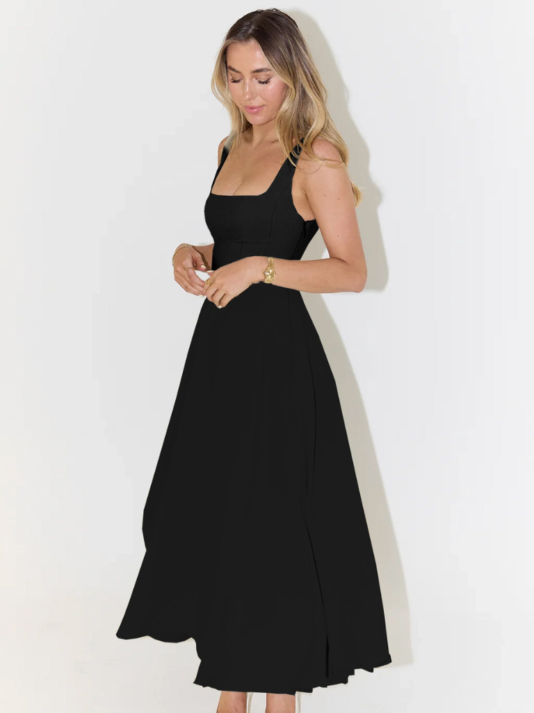 Fioren – Rochie Midi de Damă Elegantă cu Decolteu Pătrat