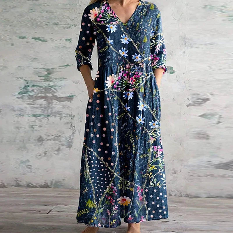 Ais | Rochie de vară din in și bumbac cu model floral