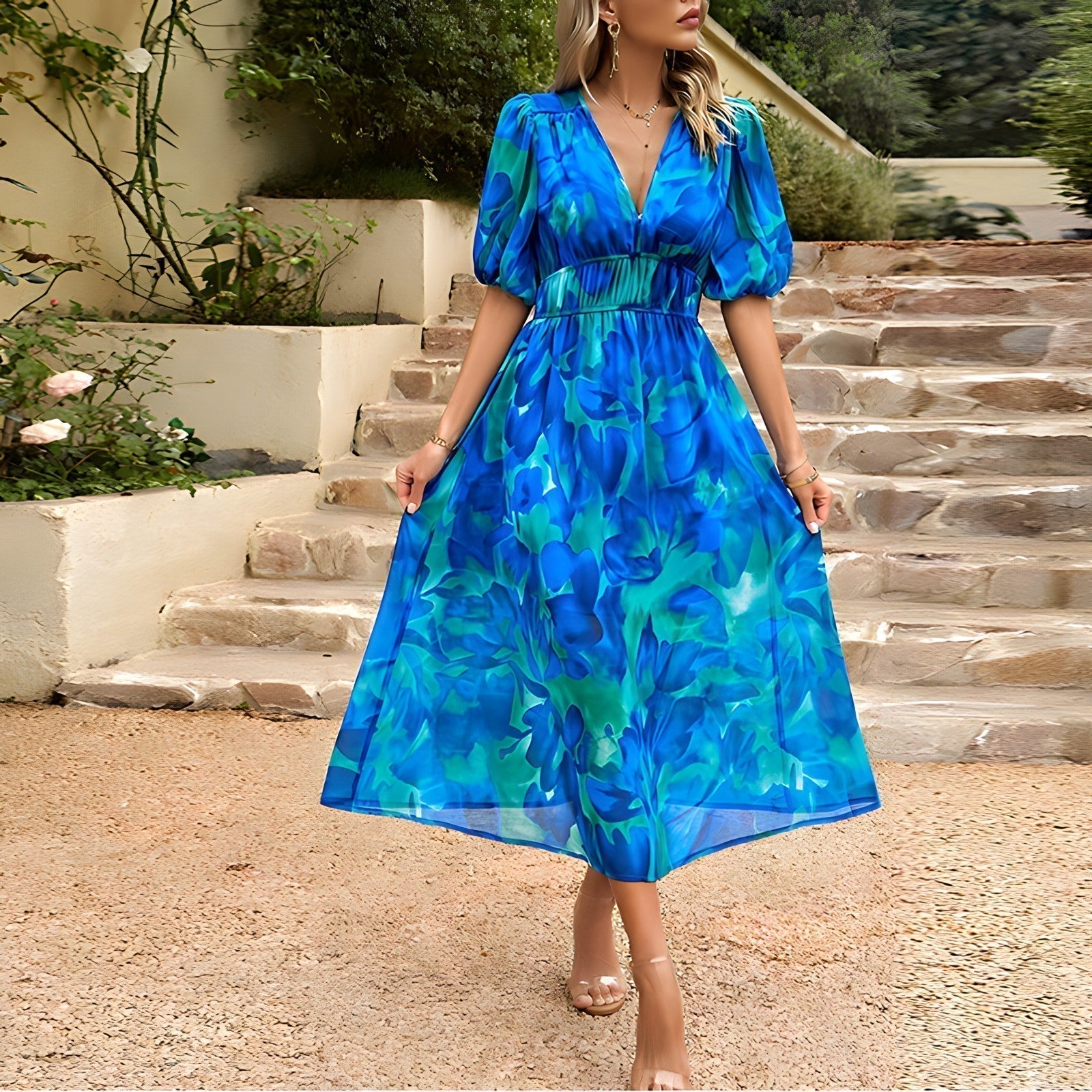 Jenny – Rochie midi cu decolteu în V