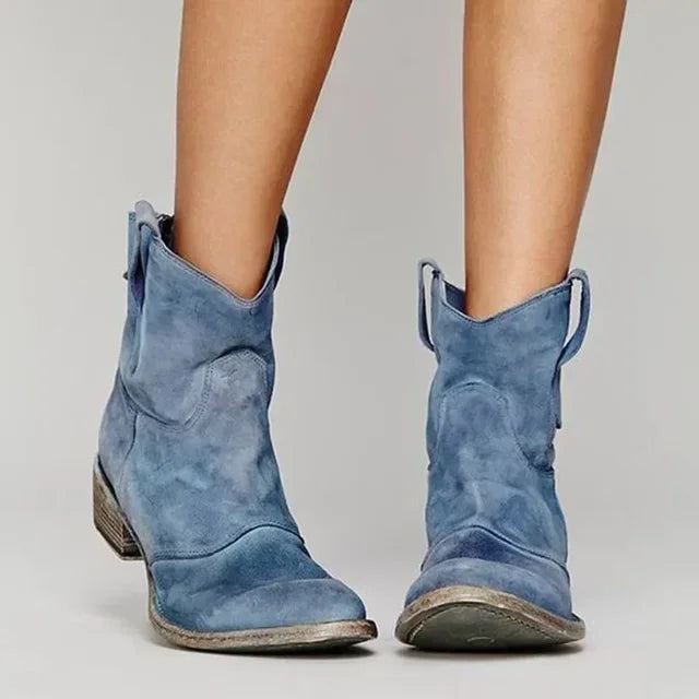 Phoebe – Bocanci de Damă Cowboy Ankle Vintage cu Toc Bloc