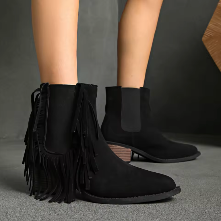 Tigra – Botine de Damă cu Franjuri și Print Tigru