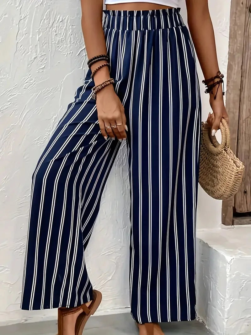 Abby | Pantaloni Eleganți cu Dungi și Croi Larg