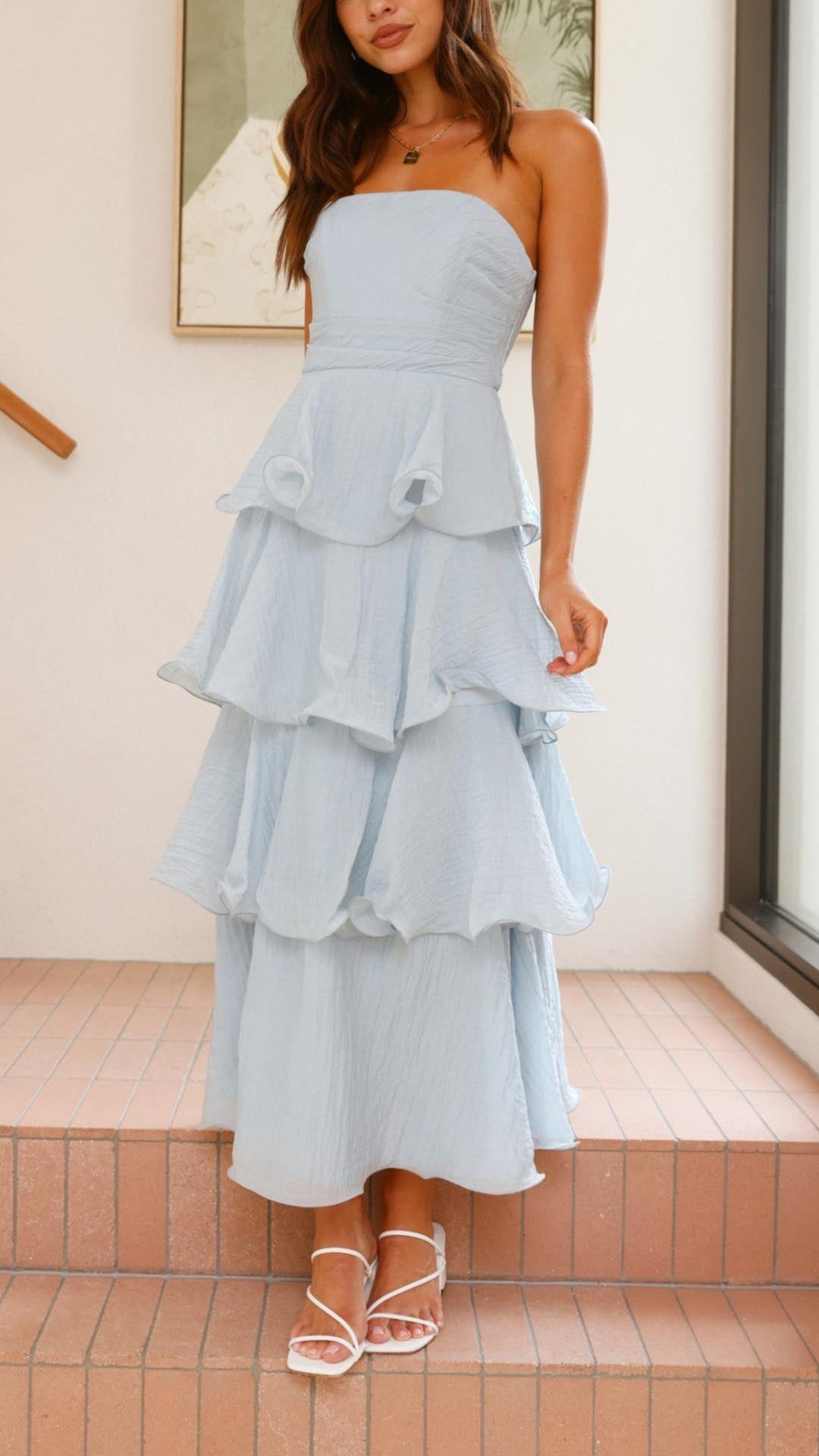 Kate | Rochie Maxi cu Volane în Straturi