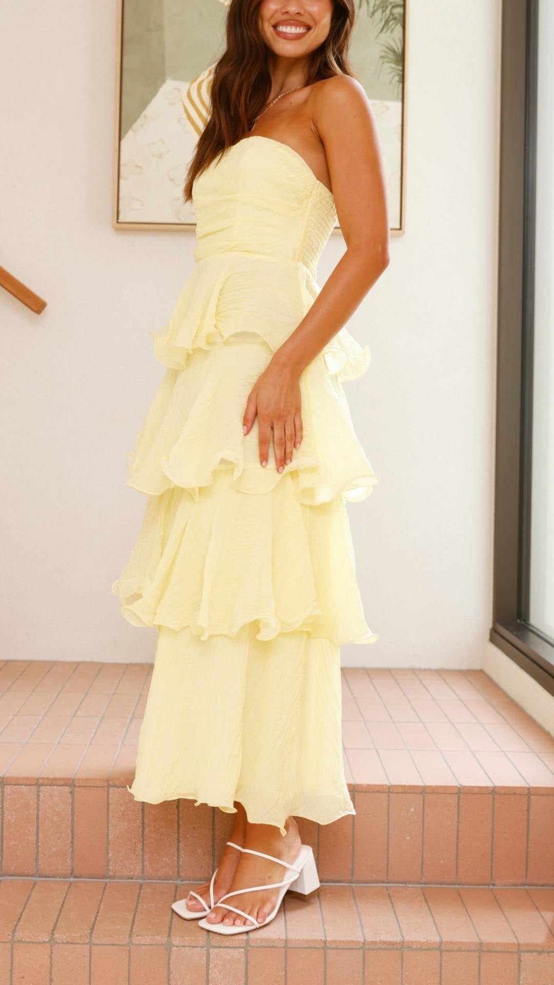 Kate | Rochie Maxi cu Volane în Straturi